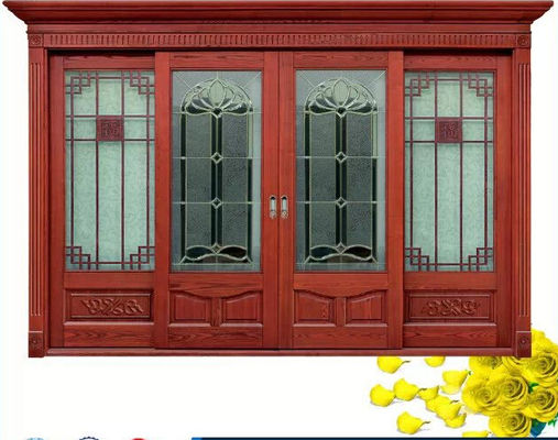 China O vermelho cinzela portas deslizantes de encurtamento automáticas de madeira contínuas dos testes padrões fábrica