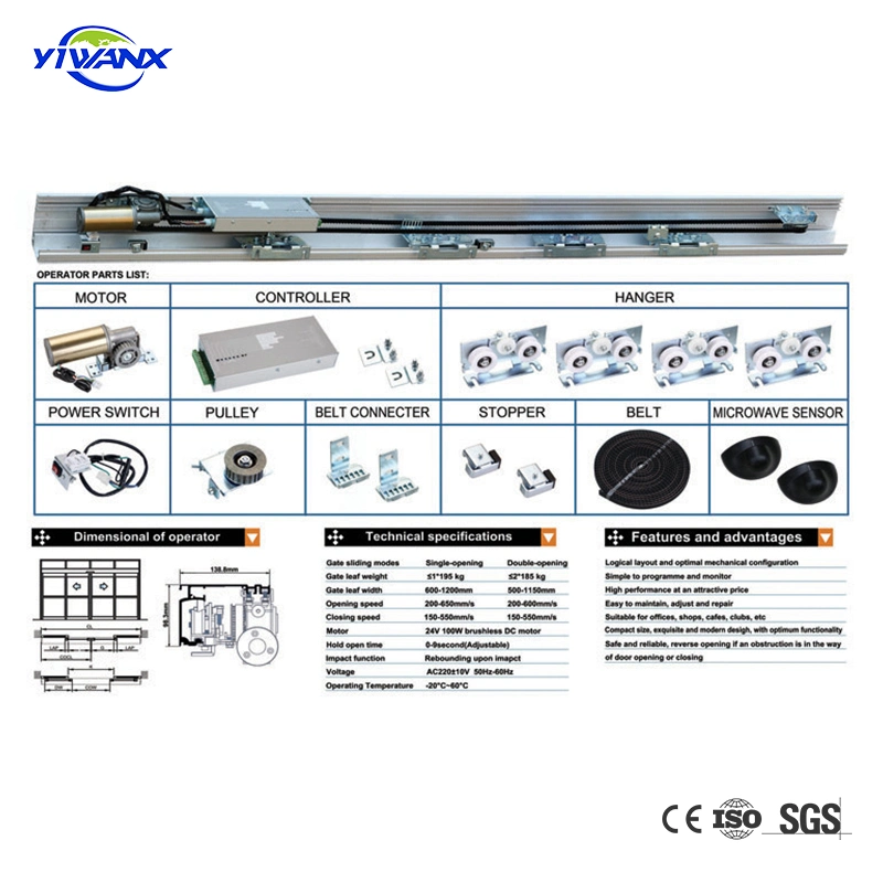 Heavy Duty Sliding Door Track System, Aluminium Automatic Sliding Glass Gate Operator System (YW-195)