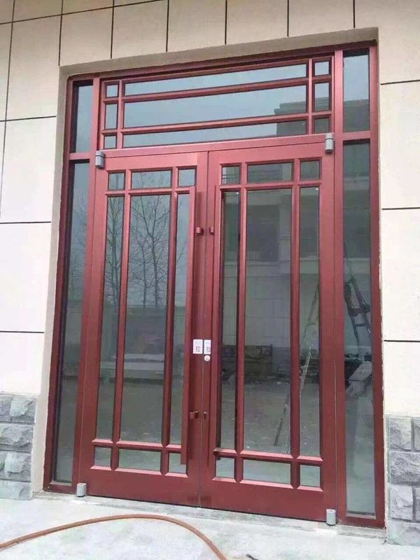 Dupla camada vidro temperado oco cor vermelho estilo de placa média balanço automático Kfc Dy porta comercial com automática