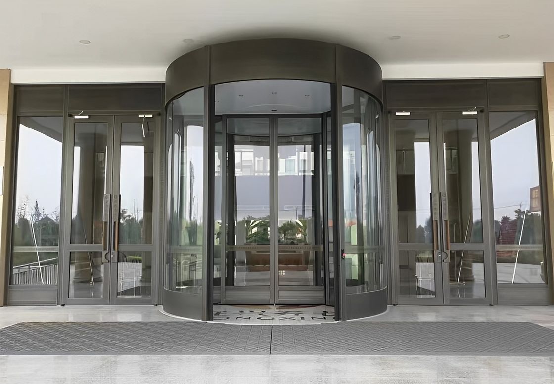 Fabricante Porta giratória totalmente automática de indução automática de vidro para edifício comercial de hotel